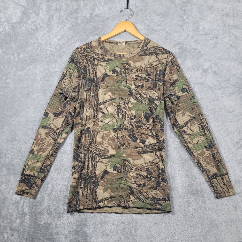 J.E. Morgan Thermal Mens XL Green Realtree Camo Waffle Knit Long Sleeve Shirt